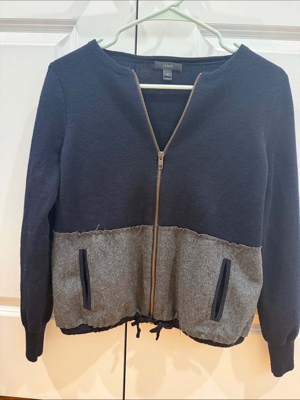 J. Crew Navy and Gray Zip-Front Utility Jacket